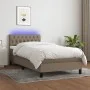 Box spring bed with mattress and LED lights taupe gray fabric 90x200 cm by vidaXL, Beds and slatted bases - Ref: Foro24-31333...
