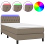 Cama box spring colchón y luces LED tela gris taupe 90x200 cm de vidaXL, Camas y somieres - Ref: Foro24-3133369, Precio: 320,...