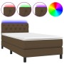 Cama box spring colchón y luces LED tela marrón oscuro 80x200cm de vidaXL, Camas y somieres - Ref: Foro24-3133352, Precio: 31...