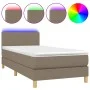 Box spring bed with mattress and LED lights taupe gray fabric 90x200 cm by vidaXL, Beds and slatted bases - Ref: Foro24-31335...