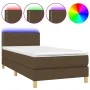 Box spring bed with LED mattress dark brown fabric 80x200 cm by vidaXL, Beds and slatted bases - Ref: Foro24-3133592, Price: ...