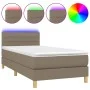 Box spring bed with LED mattress taupe gray fabric 90x200 cm by vidaXL, Beds and slatted bases - Ref: Foro24-3133769, Price: ...