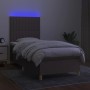 Box spring bed with mattress and LED lights taupe gray fabric 90x200 cm by vidaXL, Beds and slatted bases - Ref: Foro24-31355...