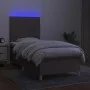 Box spring bed with mattress and LED lights taupe gray fabric 90x200 cm by vidaXL, Beds and slatted bases - Ref: Foro24-31355...