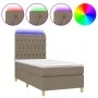 Box spring bed with mattress and LED lights taupe gray fabric 90x200 cm by vidaXL, Beds and slatted bases - Ref: Foro24-31356...