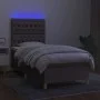 Box spring bed with mattress and LED lights taupe gray fabric 90x200 cm by vidaXL, Beds and slatted bases - Ref: Foro24-31356...