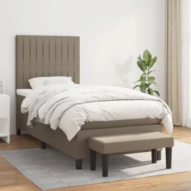 Box spring bed with taupe gray fabric mattress 90x200 cm by vidaXL, Beds and slatted bases - Ref: Foro24-3136729, Price: 410,...