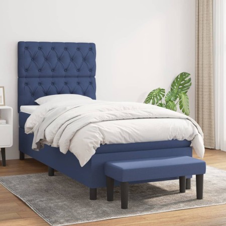 Box spring bed with blue fabric mattress 80x200 cm by vidaXL, Beds and slatted bases - Ref: Foro24-3136795, Price: 389,50 €, ...