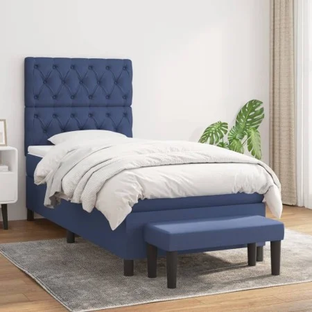 Box spring bed with blue fabric mattress 80x200 cm by vidaXL, Beds and slatted bases - Ref: Foro24-3136795, Price: 390,50 €, ...