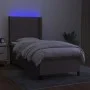 Box spring bed with mattress and LED lights taupe gray fabric 90x200 cm by vidaXL, Beds and slatted bases - Ref: Foro24-31384...