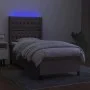 Box spring bed with mattress and LED lights taupe gray fabric 90x200 cm by vidaXL, Beds and slatted bases - Ref: Foro24-31385...