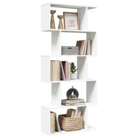 Librería biombo de 5 niveles, blanca, 70 x 24 x 161 cm, madera