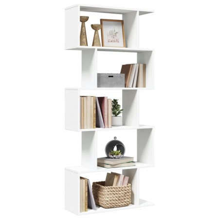 Librería biombo de 5 niveles, blanca, 70 x 24 x 161 cm, madera