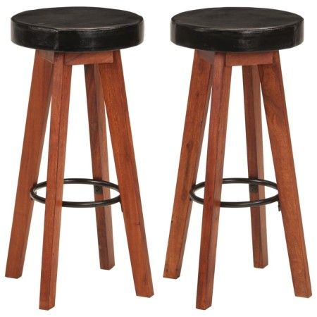 Küchenhocker 2 Stück Echtes Leder Massivholz Akazie von vidaXL, Küchenhocker - Ref: Foro24-348165, Preis: 175,44 €, Rabatt: %
