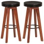 Taburetes de cocina 2 uds cuero auténtico madera maciza acacia