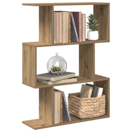 Librería divisora 3 niveles madera roble artisan 70x24x97 cm