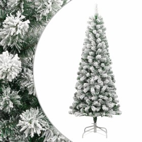 Árbol de Navidad artificial con bisagras y nieve flocada 210 cm