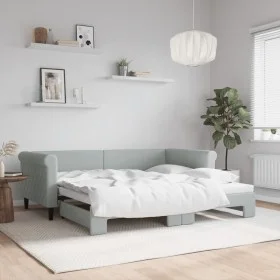 Sofá cama nido terciopelo gris claro 90x190 cm de vidaXL, Camas y somieres - Ref: Foro24-3197784, Precio: 247,97 €, Descuento: %