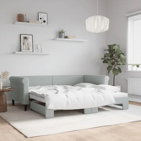 Sofá cama nido terciopelo gris claro 90x190 cm de vidaXL, Camas y somieres - Ref: Foro24-3197784, Precio: 247,97 €, Descuento: %
