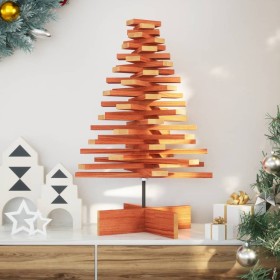 Árbol de Navidad de adorno madera maciza pino marrón cera 80 cm