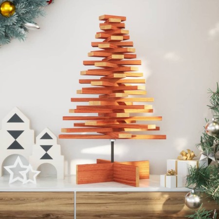 Árbol de Navidad de adorno madera maciza pino marrón cera 80 cm