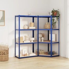 Shelving 4 levels 2 units steel and blue plywood by vidaXL, Industrial shelving - Ref: Foro24-3154147, Price: 98,88 €, Discou...