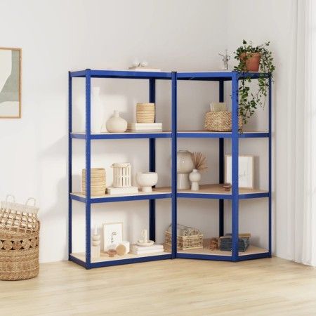 Shelving 4 levels 2 units steel and blue plywood by vidaXL, Industrial shelving - Ref: Foro24-3154147, Price: 98,88 €, Discou...
