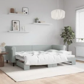 Ausziehbares Schlafsofa aus hellgrauem Samt, 80 x 200 cm von vidaXL, Betten und Lattenroste - Ref: Foro24-3197764, Preis: 246...