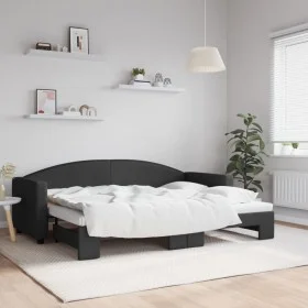 Black fabric trundle sofa bed 80x200 cm by vidaXL, Beds and slatted bases - Ref: Foro24-3197185, Price: 246,99 €, Discount: %