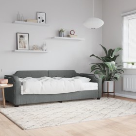 Sofá cama con colchón tela gris oscuro 100x200 cm