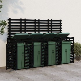 Quadruple trash can shed black pine wood by vidaXL, Waste container supports - Ref: Foro24-3157701, Price: 556,67 €, Discount: %