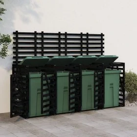 Quadruple trash can shed black pine wood by vidaXL, Waste container supports - Ref: Foro24-3157701, Price: 550,15 €, Discount: %