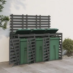 Triple shed for garbage bins, solid gray pine wood by vidaXL, Waste container supports - Ref: Foro24-3157693, Price: 426,42 €...