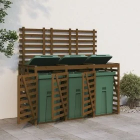 Triple shed for garbage cans honey brown pine wood by vidaXL, Waste container supports - Ref: Foro24-3157694, Price: 425,63 €...