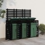 Cobertizo triple para cubos de basura madera maciza pino negro by vidaXL, Waste container supports - Ref: Foro24-3157695, Pri...