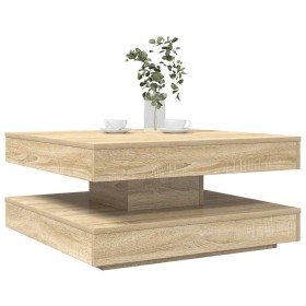 Mesa de centro giratoria 360 grados roble sonoma 70x70x34,5 cm