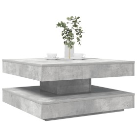 Mesa de centro giratoria 360 grados gris hormigón 70x70x34,5 cm