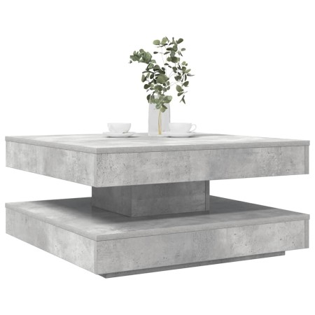 Mesa de centro giratoria 360 grados gris hormigón 70x70x34,5 cm