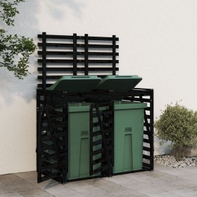 Double shed for garbage cans solid black pine wood by vidaXL, Waste container supports - Ref: Foro24-3157689, Price: 305,61 €...