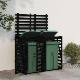 Double shed for garbage cans solid black pine wood by vidaXL, Waste container supports - Ref: Foro24-3157689, Price: 302,10 €...