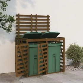 Double Garbage Bin Shed Honey Brown Pine Wood by vidaXL, Waste container supports - Ref: Foro24-3157688, Price: 301,96 €, Dis...