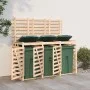 Cobertizo triple para cubos de basura madera maciza de pino de vidaXL, Soportes para contenedores de residuos - Ref: Foro24-3...