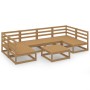 Juego de muebles de jardín 7 piezas madera maciza de pino