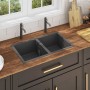 Fregadero de cocina hecho a mano acero inoxidable negro