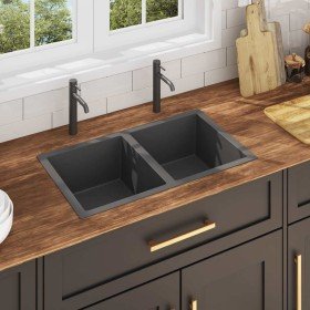 Fregadero de cocina hecho a mano acero inoxidable negro