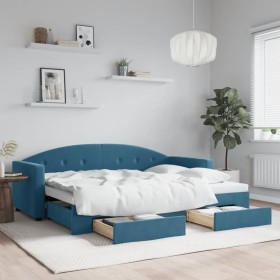 Sofá cama nido con cajones terciopelo azul 80x200 cm de vidaXL, Camas y somieres - Ref: Foro24-3197341, Precio: 284,10 €, Des...