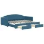 Trundle sofa bed with drawers blue velvet 90x200 cm by vidaXL, Beds and slatted bases - Ref: Foro24-3197348, Price: 291,11 €,...