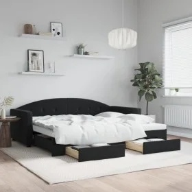 Sofá cama nido con cajones terciopelo negro 90x200 cm de vidaXL, Camas y somieres - Ref: Foro24-3197353, Precio: 289,73 €, De...