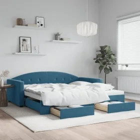 Sofá cama nido con cajones terciopelo azul 100x200 cm de vidaXL, Camas y somieres - Ref: Foro24-3197355, Precio: 291,65 €, De...