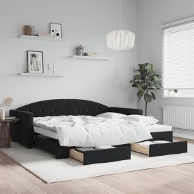Trundle sofa bed with drawers black velvet 100x200 cm by vidaXL, Beds and slatted bases - Ref: Foro24-3197360, Price: 313,92 ...